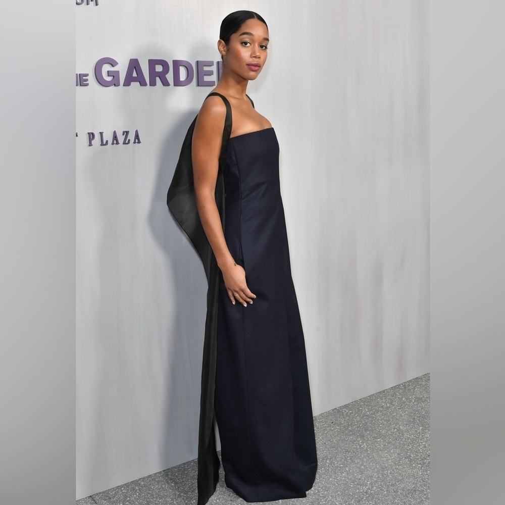 The Row Liu Bi-Stretch Virgin Double Wool Strapless Wide Leg Navy Blue Jumpsuit - Picture 4 of 7